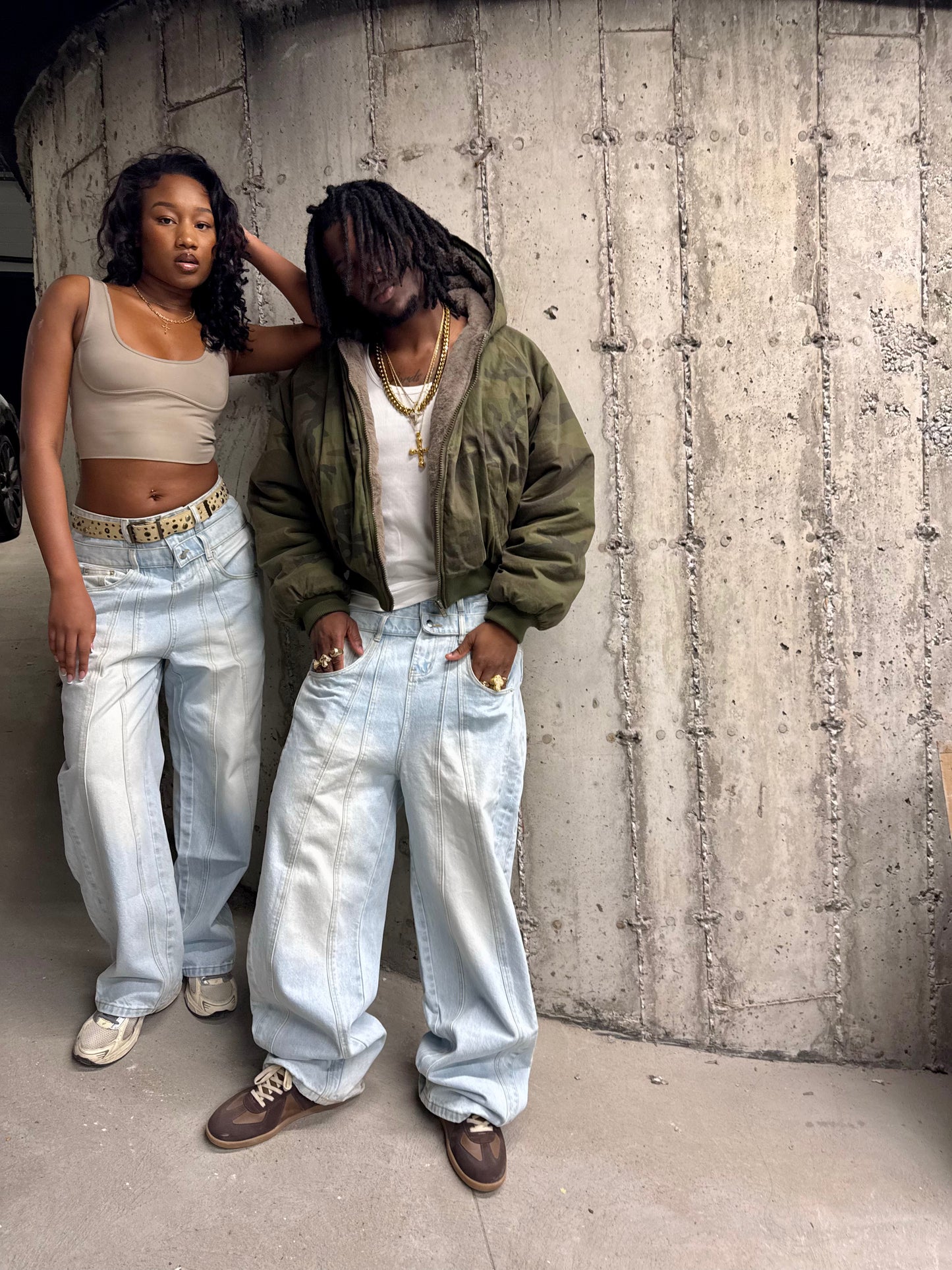 CUSTOM DOUBLE-WAISTED BAGGY JEANS